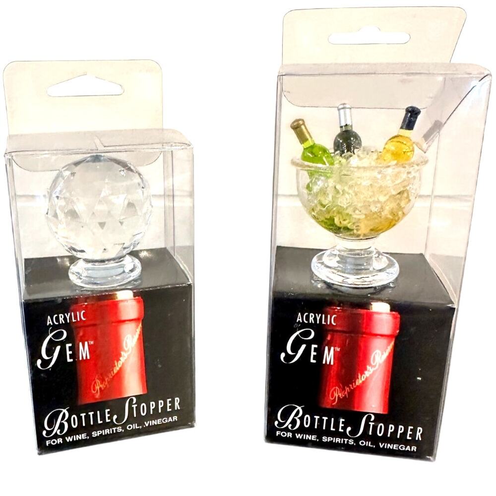 Acrylic Prodyne Gem Bottle Stoppers Ice Bucket & Faceted Prism-Set of 2